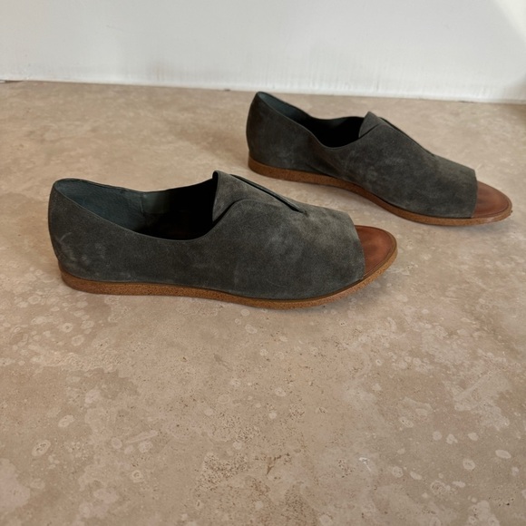 1 State Cassidee Olive Green Suede Leather Open Toe Slip On Flats Women Sz 7.5 M - Picture 13 of 13